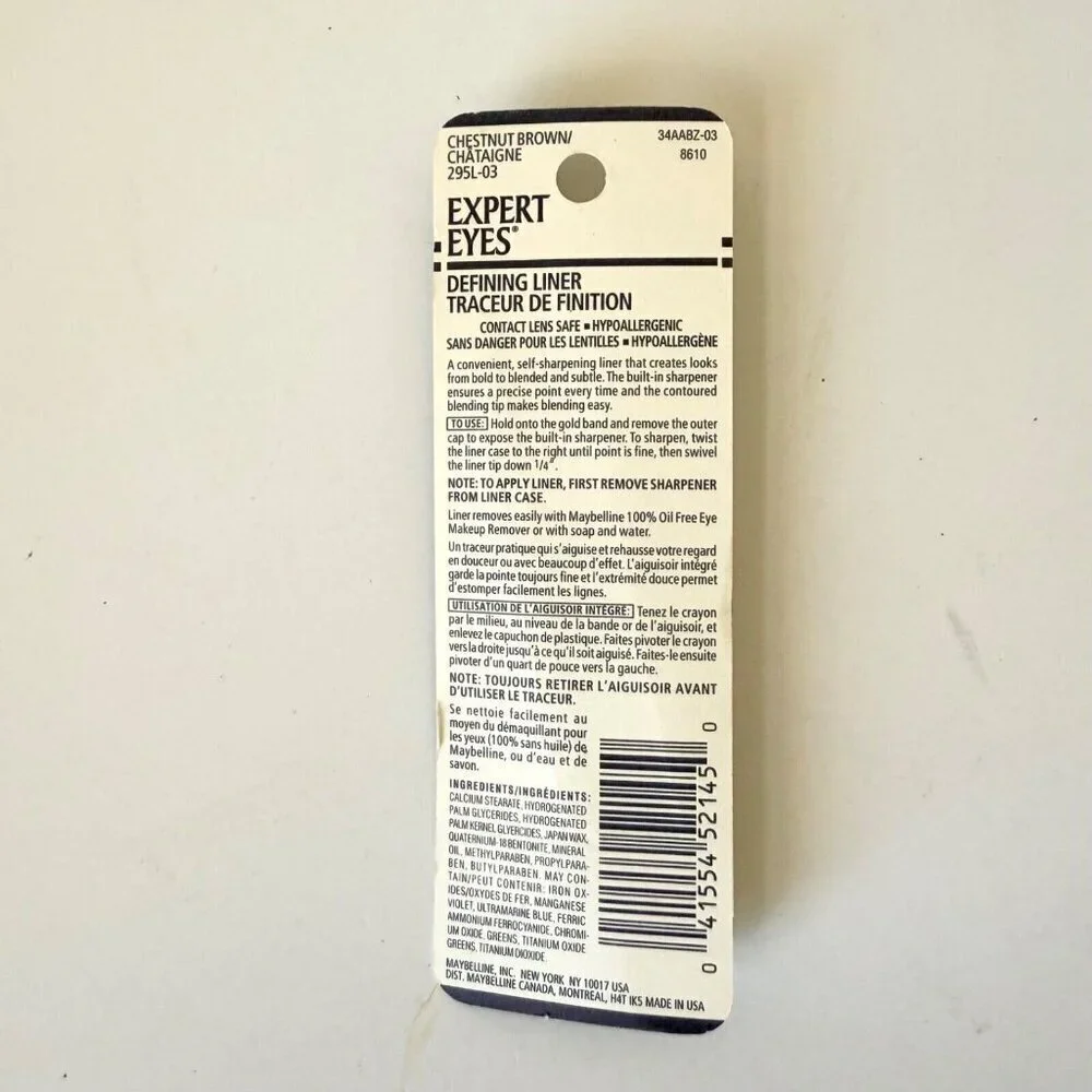 NEW Maybelline Expert Eyes Liner Chestnut Brown 0.01 oz Hypoallergenic Sharpener